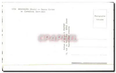 Besançon (Doubs) — Plein Castan en Kathedraal Sint Jan — Uitgave E. PROTET, Dole (Jura) — Achterkant