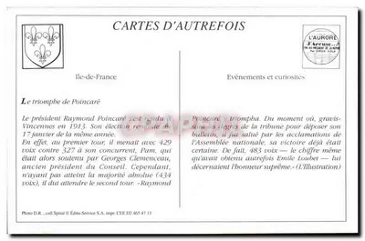 Vincennes — Saída do Sr. Poincaré, Presidente da República, após sua recepção no Hotel de Ville — Editor E.M. n°5 — Verso