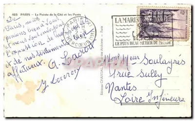Paris — A Ponta da Cidade e os Pontes — Edições Chantal, n°483 — Verso