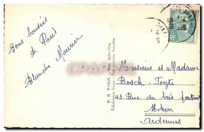 PARIS. Plac Konkordii — widok z mostu — wydawca E.R. Paris — Rewers