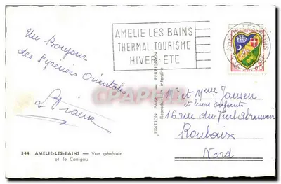 Amélie-les-Bains — Vista geral e o Canigou — Edição P.A.P. — Verso