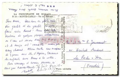 Księstwo Monako — Widok Monako — Les Éditions Françaises — Rewers