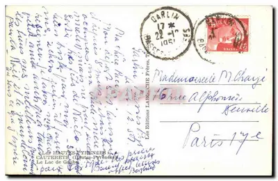 Jezioro Gaube — Cauterets (Hautes-Pyrénées) — Wydawca: Les Éditions Labouche Frères — Rewers