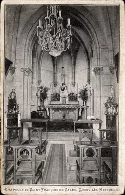 Capela de São Francisco de Sales, Torry-lès-Metz (Moselle) — vista interior — editor não identificado