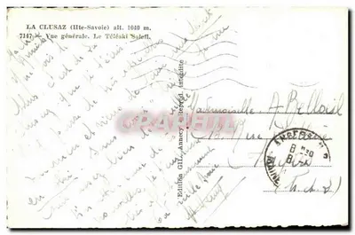 La Clusaz (Alta-Savoia) — vista geral, o teleférico Soleil — Edição GIL, Annecy — Verso