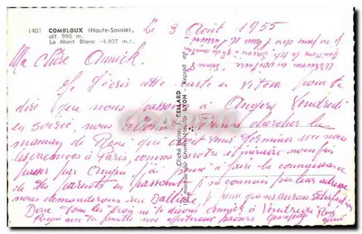 Mont Blanc — Widok z Mont Blanc z Combloux — Cliché Gérard, Lyon — Rewers
