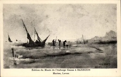Marinha — Cena de pescadores em Barbizon — Edição do Museu da Auberge Ganne em Barbizon