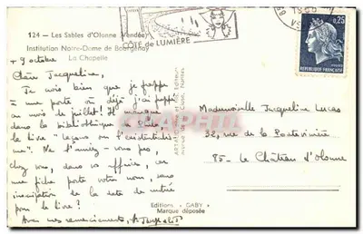 Wnętrze kaplicy — Les Sables-d'Olonne — Wydawnictwo Gaby — Rewers