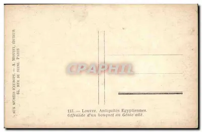 Ofiara bukietu Geniuszowi skrzydlatemu — Louvre. Antyki Egipskie — A. Mouuet, Paryż — Rewers