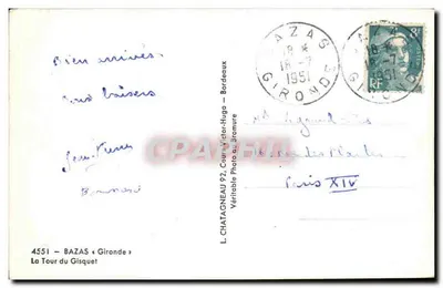 La Tour du Gisquet — Bazas — L. CHATAGNEAU — Verso
