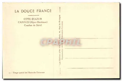 Cannes (Alpes-Maritimes) — Tramonto — Les Editions d'Art YVON, Parigi — Verso