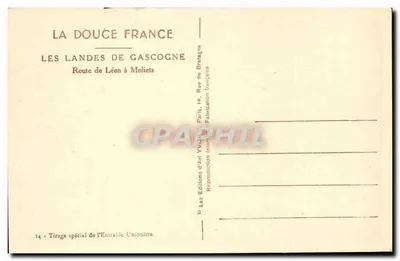 As Landas da Gascogna — Estrada de Léon para Moliets — Éditions d'Art Yvcon — Verso