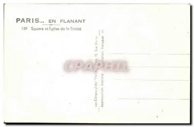 Parijs — Plein en Kerk van de Trinitair — Edities van Kunst 'YVO' Parijs — Achterkant