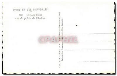 A Torre Eiffel — vista do palácio de Chaillot — Édit. d'Art & GUY, Paris — Verso