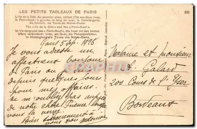 Widok Paryża — Wyspa Świętego Mikołaja i Katedra Notre-Dame — Mong, wydawca — Rewers