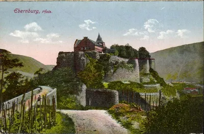 Ebernburg, Pfalz — castelo sobre rochedos — Fotografia n. Editora: Ph. Does & Söhne, Bad Kreuznach No. 812