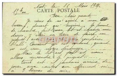 Angers - Bulwar Zamku — widok z wieżą średniowieczną i tramwajem — A.B. n°34 — Rewers