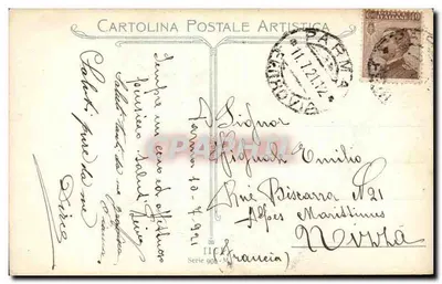 Mulher em vestido rosa perto de um balcão com videira — Cartolina Postale Artistica, série 908 — editor Parma — Verso