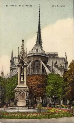 Paris - Nossa Senhora da Abside e a Fonte — Editor: Impressora H. Hugues, n° 52