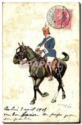 Cavaleiro alemão em uniforme — Berlim, 1909 — editor não identificado