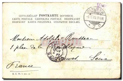 Cavaleiro alemão em uniforme — Berlim, 1909 — editor não identificado — Verso