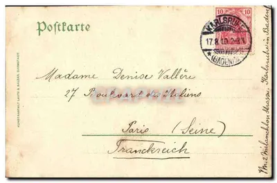 Karlsruhe i. B. — Monumento Bismarck — Kunstanstalt Laute & Balzani, n° E 1066 — Verso