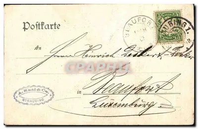 Cham, Mercado Público — Igreja e Prefeitura — Gehrbrüder Motz, Tübingen — Verso