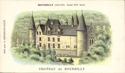 Castelo de Bourbilly — Côte-d'Or, feudal XIIIº século — editado para o Chocolat-Louit