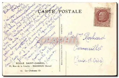 Castelo de Bagneux — Escola Saint-Gabriel — Edições Universitárias Tourte et Léon — n°12 — Verso