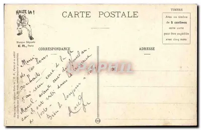 A Preguiça — Os sete pecados capitais do soldado — E.R. Paris, N° 638 — Verso
