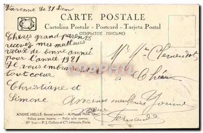 Festa dos frutos — Boa Ano — André Hellé, N° 312, P.J. Gallais et C°, Paris — Verso