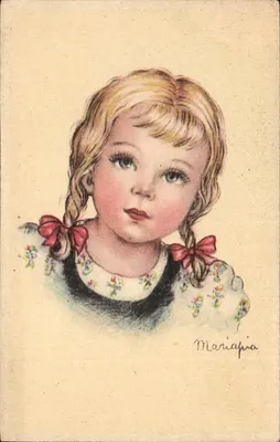 Niña con trenzas — editor Mariapia — n. de serie 216/5