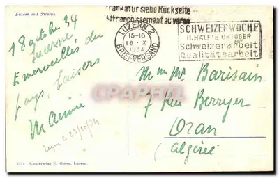 Luzern com Pilatus — vista do lago e do Pilatus — Kunstverlag F. Goetz, Luzern, n° 3314 — Verso