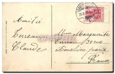 Baden-Baden - Kuranlagen — editor: 1905 Hérouel & Cie, Dresde — Verso