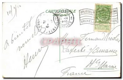 Exposición Universal de Bruselas 1910 — Le Vieux Dusseldorf — editor no visible — Reverso