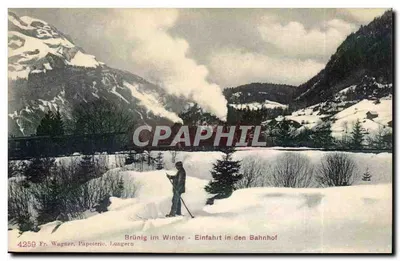 Brünig zimą - Wjazd do stacji — Fr. Wagner, Papeterie, Längern
