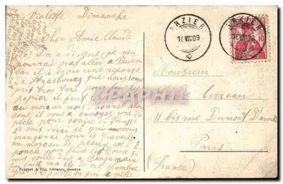 Arzier - La Violette — casa di stile alpino con balcone decorato — B. & F. 6183 — Verso