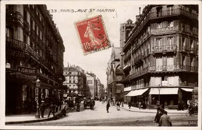 Paris - Rue Saint-Martin — vista da rua com comércios — editor LOR Paris