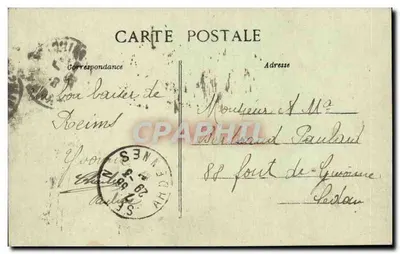 Reims po Ruinach po Odpłynięciu Niemców — Kościół i Impas Saint-Jacques — Chaillier, wydawca, Épernay — Rewers