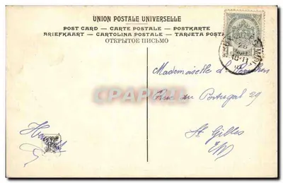 Bois puxando uma carruagem através de um rio — Salão 1909 — Marchand (André) — Le Soir — LL — Verso