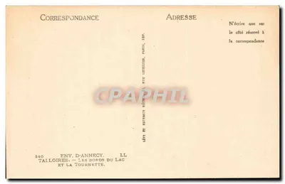 Talloires — Os Bordos do Lago e a Tournette — Editor Neubrini, Paris — Verso