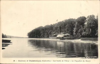 Arredores de Ouistreham (Calvados) — As margens do rio Orne — O Paquebote de Le Havre — B. F., Paris, n°36