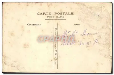 Flores bordadas — Boa Ano — Carta postal impressa na França — Verso