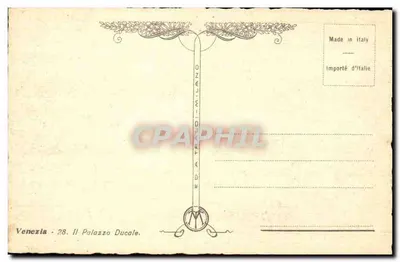 Wenecja — Pałac Ducale — widok z kanału z gondolą — wydawca OZALIS, n°28 — Rewers
