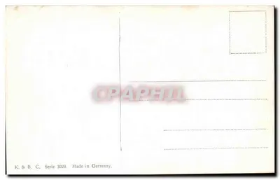 Criança deitada perto de um lago — com patos e patinhos — K. & B. C. Série 3029 — Verso