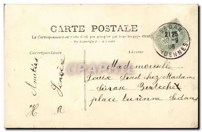 Kobieta w sukni z falbankami trzymająca list — Son Courrier — Série S. 35 — Rewers