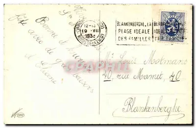 Menina sorridente — segurando uma carta e um buquê — editor 'La Plage Idéale des Familles' n°2282 — Verso