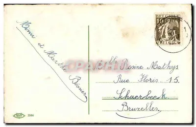 Dzieci w strojach świątecznych — scenka zimowa — wydawca SORA n°3586 — Rewers
