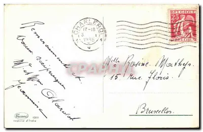 Dziewczyna w stroju zimowym — dekor śnieżny — wydawca Cecamì, n° 4008 — Rewers