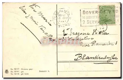 Lilas białe — krajobraz z domkiem i wodopadem — Chromo n°18117, rysunek 4 — Rewers